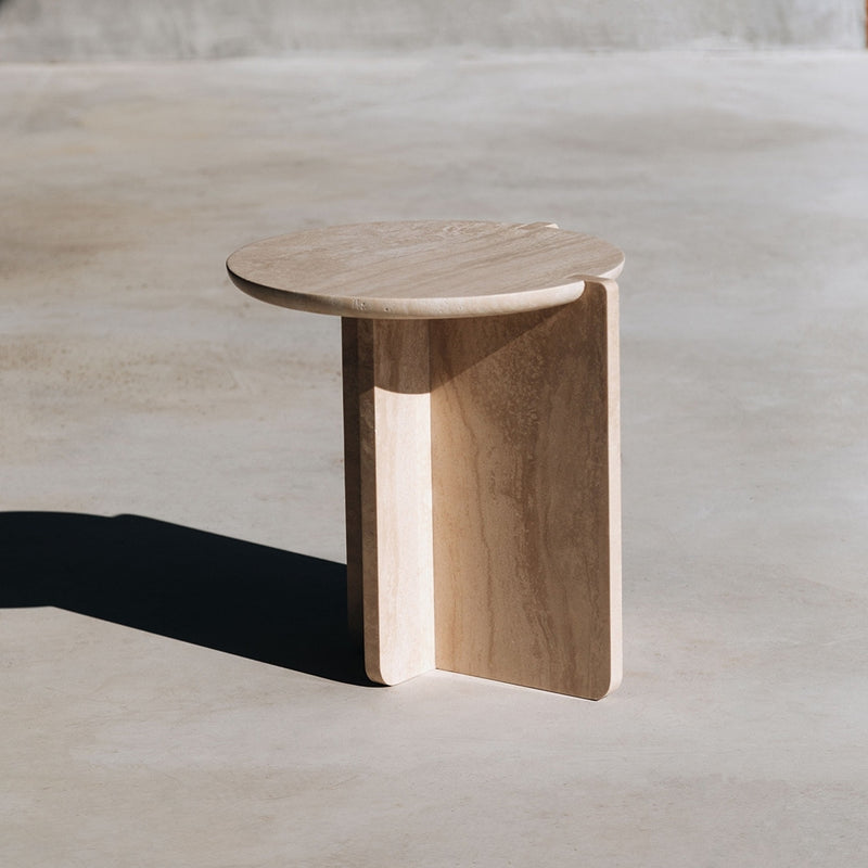 Notch Travertine Side Table